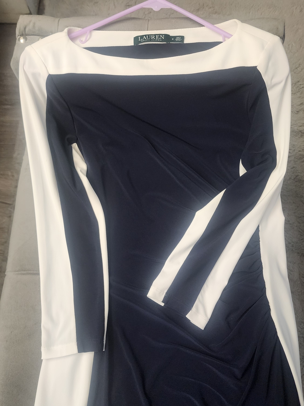 Lauren Ralph Lauren Navy and White Colorblock Dress NEW